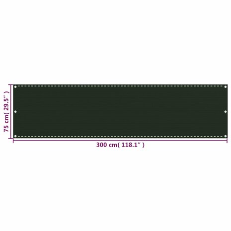 Balkonscherm 75x300 cm HDPE donkergroen 8720286095317 5