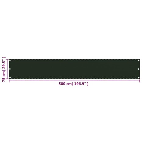 Balkonscherm 75x500 cm HDPE donkergroen 8720286095331 5