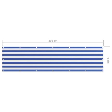 Balkonscherm 75x300 cm oxford stof wit en blauw 8720286117255 5