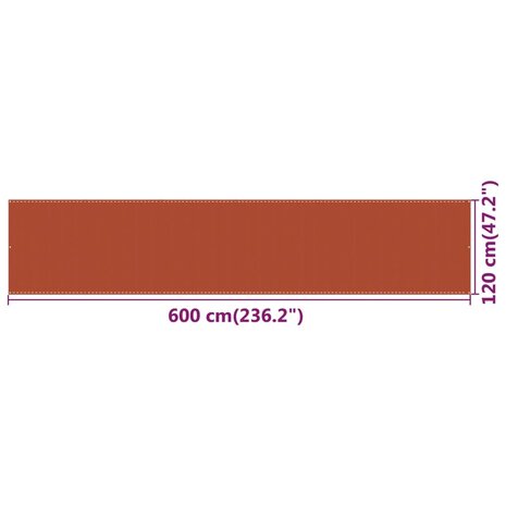 Balkonscherm 120x600 cm HDPE oranje 8720286095904 5