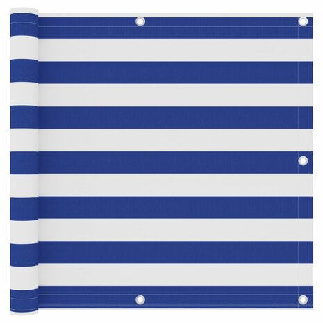 Balkonscherm 90x400 cm oxford stof wit en blauw 8720286117309 1