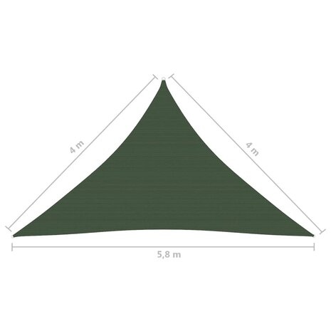 Zonnezeil 160 g/m² 4x4x5,8 m HDPE donkergroen 8720286100424 6