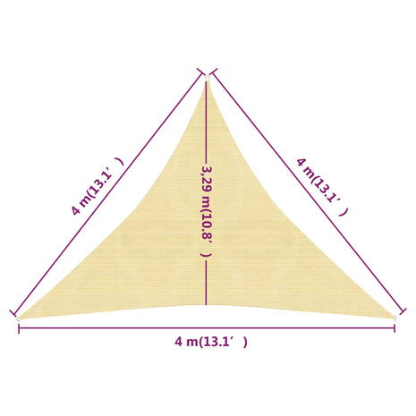 Zonnezeil 160 g/m² 4x4x4 m HDPE beige 8720286097113 6