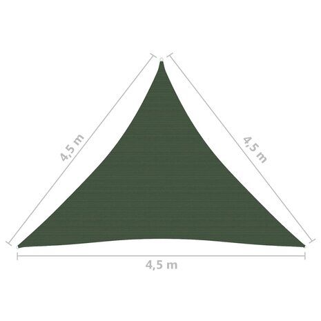 Zonnezeil 160 g/m² 4,5x4,5x4,5 m HDPE donkergroen 8720286100431 6
