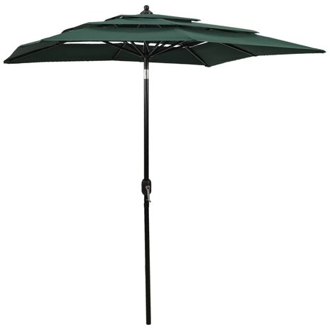 Parasol 3-laags met aluminium paal 2x2 m groen 8720286165270 1