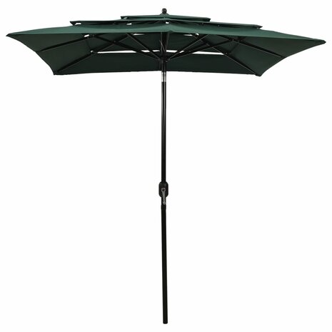 Parasol 3-laags met aluminium paal 2x2 m groen 8720286165270 2