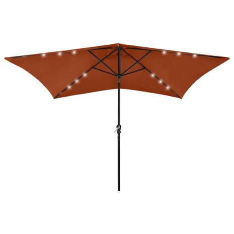 Parasol met LED&apos;s en stalen paal 2x3 m terracottakleurig 8720286164730 1
