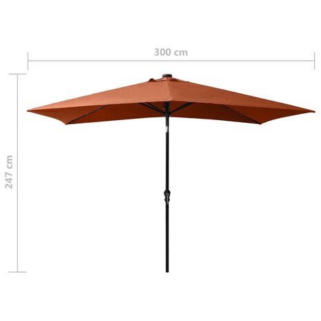 Parasol met LED&apos;s en stalen paal 2x3 m terracottakleurig 8720286164730 11