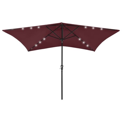 Parasol met LED&apos;s en stalen paal 2x3 m bordeauxrood 8720286164723 1