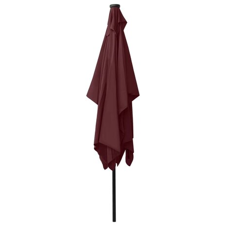 Parasol met LED&apos;s en stalen paal 2x3 m bordeauxrood 8720286164723 6