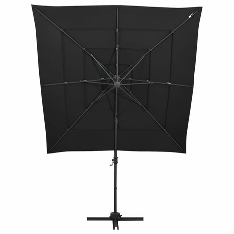 Parasol 4-laags met aluminium paal 250x250 cm zwart 8720286165089 2