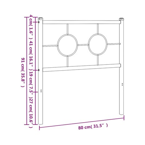 Hoofdbord 75 cm metaal wit 8721012306677 7