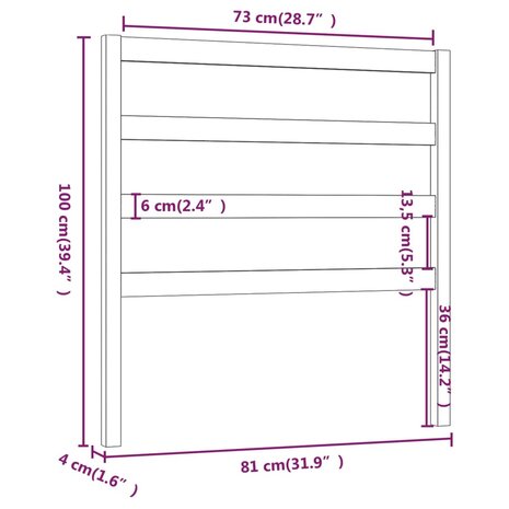 Hoofdbord 81x4x100 cm massief grenenhout zwart 8720286946626 6