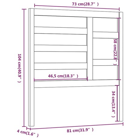 Hoofdbord 81x4x104 cm massief grenenhout honingbruin 8720286951613 6