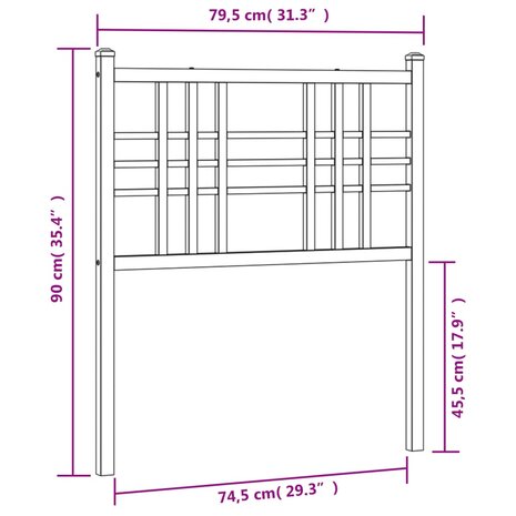 Hoofdbord 75 cm metaal wit 8721012373631 6