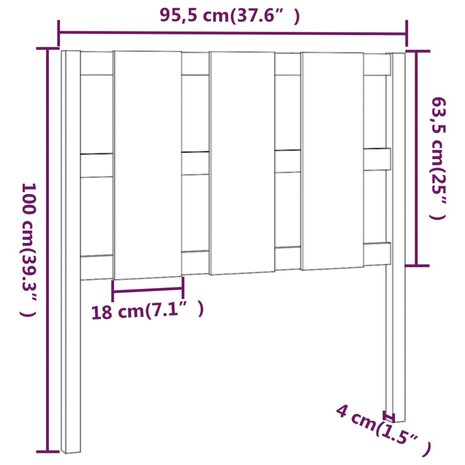 Hoofdbord 95,5x4x100 cm massief grenenhout 8720286950135 6
