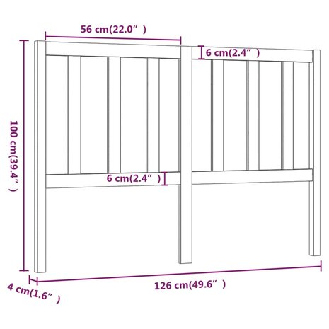 Hoofdbord 126x4x100 cm massief grenenhout 8720286947739 6