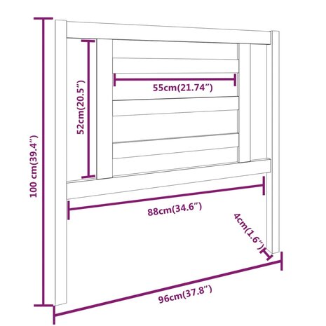 Hoofdbord 96x4x100 cm massief grenenhout 8720287006817 6