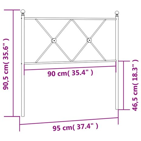 Hoofdbord 90 cm metaal wit 8721012374638 6