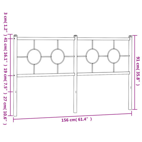 Hoofdbord 150 cm metaal wit 8721012306752 7