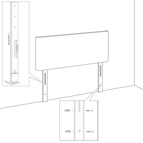 Hoofdbord 90x5x78/88 cm fluweel zwart 8720287147442 5