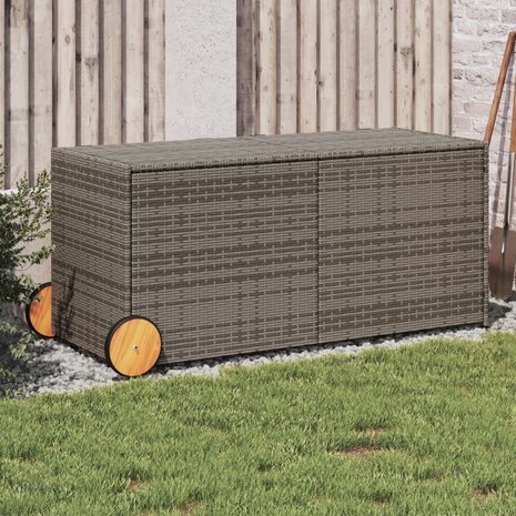 Tuinbox met wielen 283 L poly rattan grijs 8721012243606 1