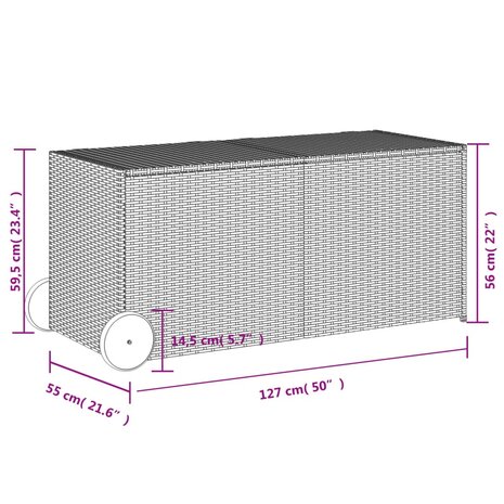 Tuinbox met wielen 283 L poly rattan grijs 8721012243606 11