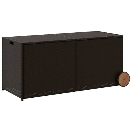 Tuinbox met wielen 283 L poly rattan bruin 8721012243590 6