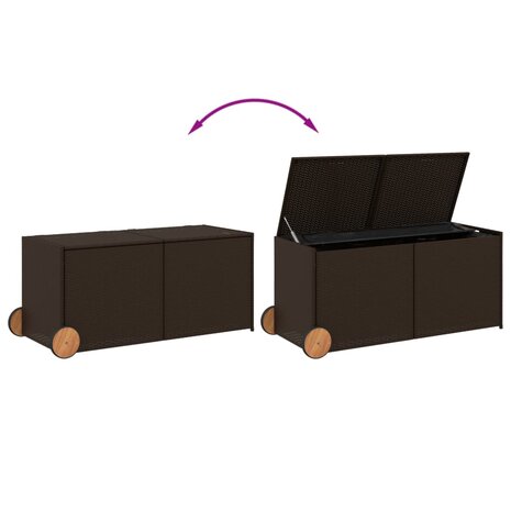 Tuinbox met wielen 283 L poly rattan bruin 8721012243590 7