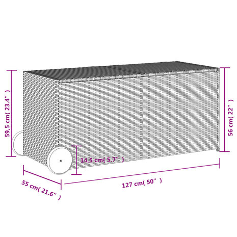 Tuinbox met wielen 283 L poly rattan bruin 8721012243590 11