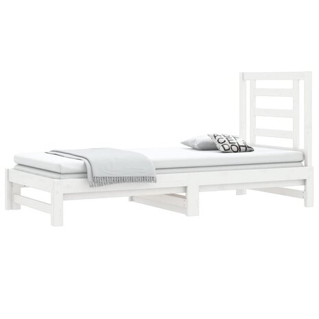 Slaapbank uitschuifbaar massief grenenhout wit 2x(90x200) cm 8720287096443 3