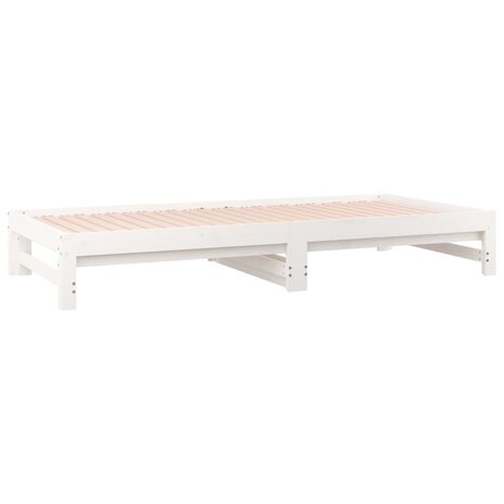 Slaapbank uitschuifbaar massief grenenhout wit 2x(90x200) cm 8720287096443 5