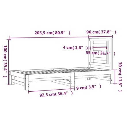 Slaapbank uitschuifbaar massief grenenhout wit 2x(90x200) cm 8720287096443 8