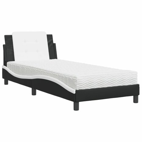 Bed met matras kunstleer zwart en wit 100x200 cm 8721012353336 2