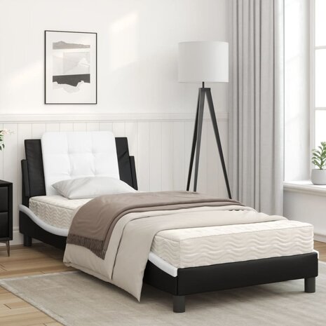 Bed met matras kunstleer zwart en wit 100x200 cm 8721012353336 3