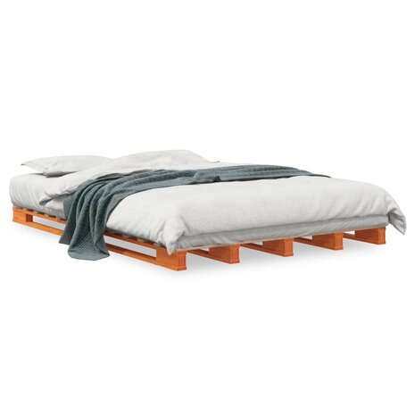 Palletbed massief grenenhout wasbruin 140x200 cm 8721012315297 1