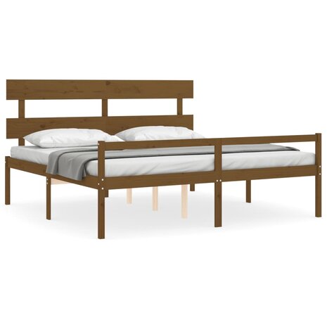 Seniorenbed met hoofdbord massief hout honingbruin 200x200 cm 8720845405441 2
