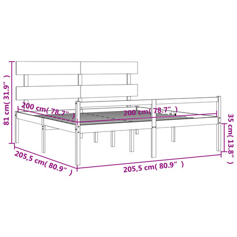Seniorenbed met hoofdbord massief hout honingbruin 200x200 cm 8720845405441 12