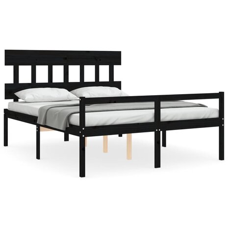 Seniorenbed met hoofdbord massief hout zwart 8720845405953 2