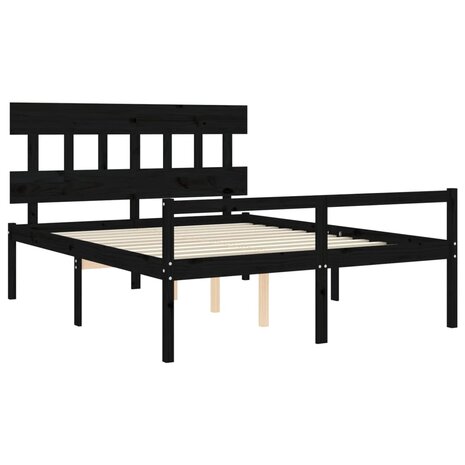 Seniorenbed met hoofdbord massief hout zwart 8720845405953 5