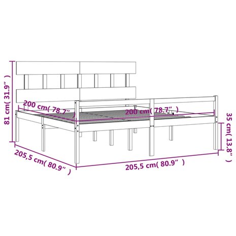 Seniorenbed met hoofdbord massief hout honingbruin 200x200 cm 8720845406097 12
