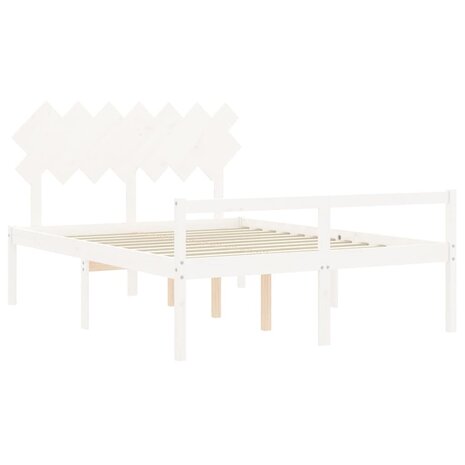Seniorenbed met hoofdbord massief hout wit 140x200 cm 8720845407179 5