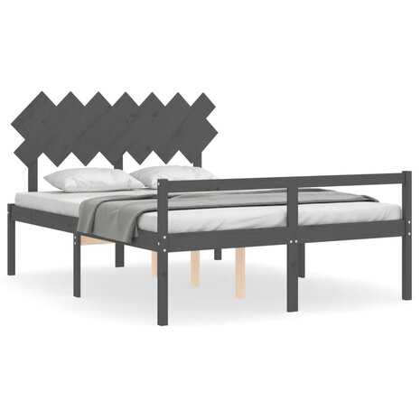 Seniorenbed met hoofdbord massief hout grijs 8720845407230 2