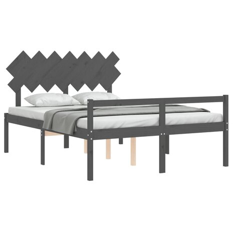 Seniorenbed met hoofdbord massief hout grijs 8720845407230 4