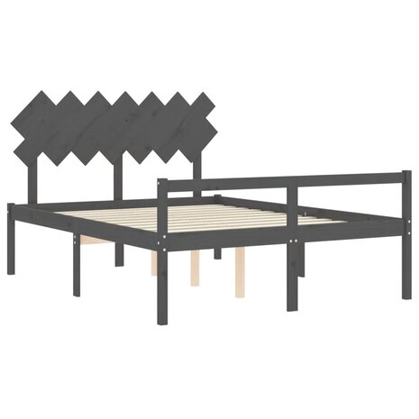 Seniorenbed met hoofdbord massief hout grijs 8720845407230 5