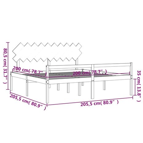 Seniorenbed met hoofdbord massief hout honingbruin 200x200 cm 8720845407391 12