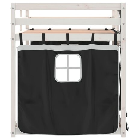 Stapelbed met gordijnen 75x190 cm grenenhout wit en zwart 8721102689536 6