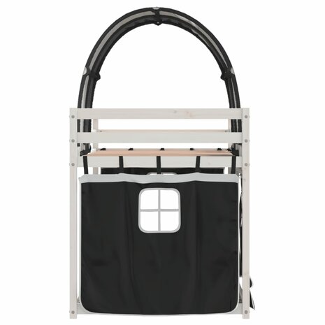 Stapelbed met gordijnen 75x190 cm grenenhout wit en zwart 8721102690433 6
