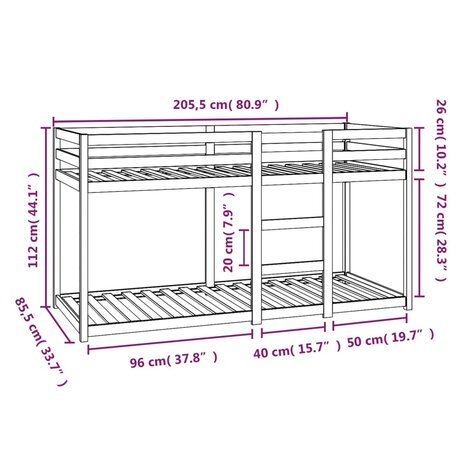 Stapelbed 80x200 cm massief grenenhout wit 8720287215301 8