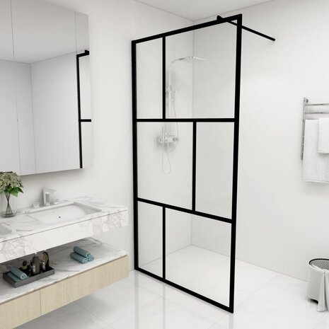 Inloopdouchewand 100x195 cm gehard glas zwart 8720286288641 1